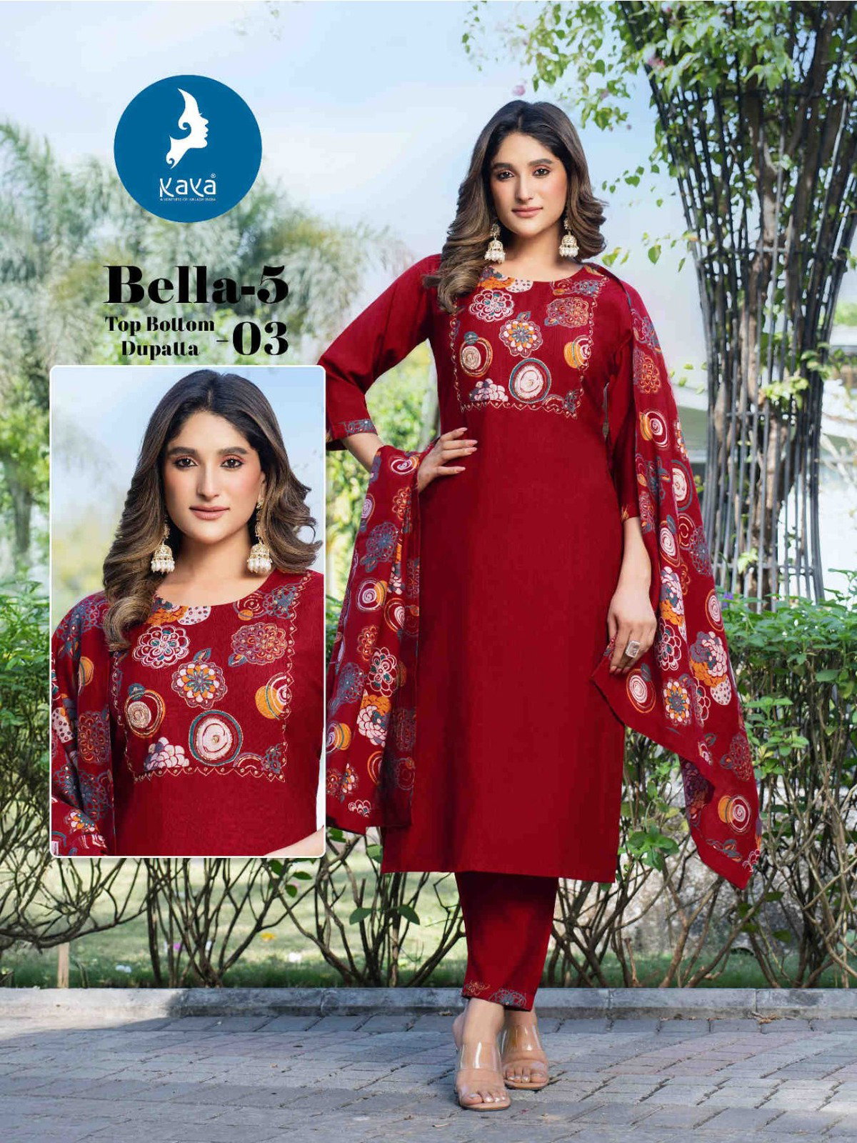 Kaya Bella Vol 5 Vertican Fancy Kurti Pant And Dupatta Collection