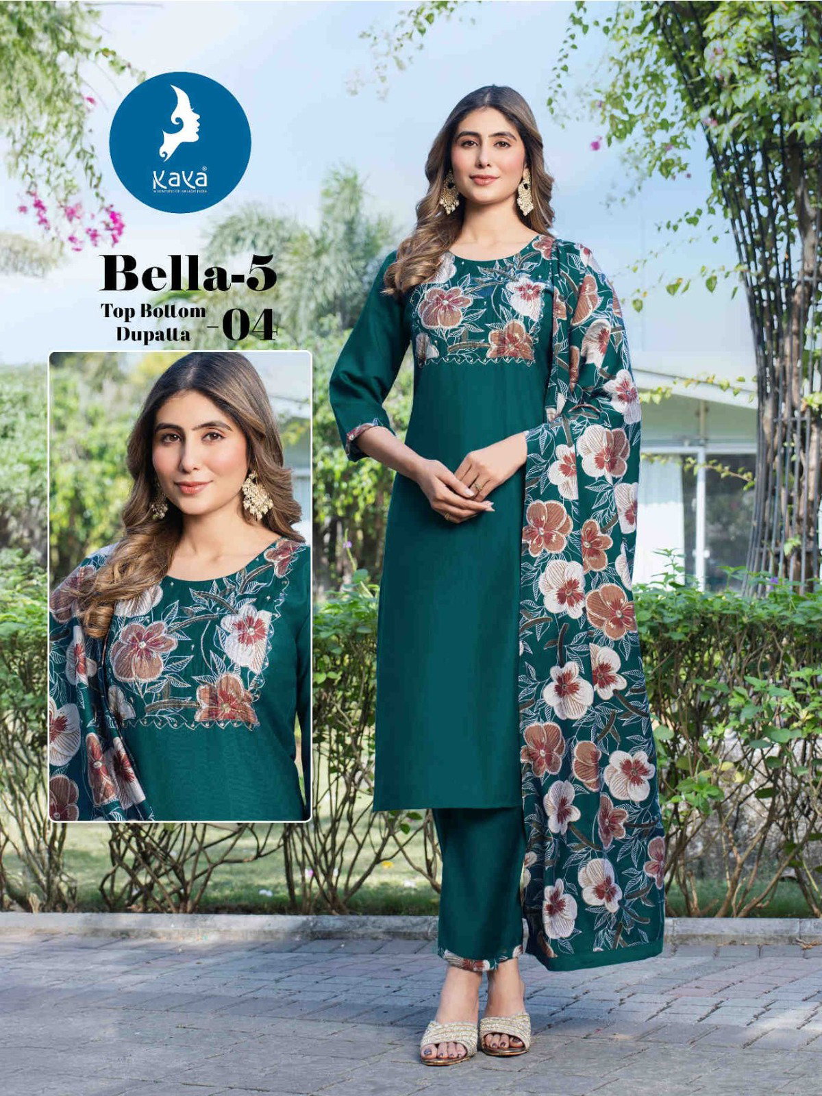 Kaya Bella Vol 5 Vertican Fancy Kurti Pant And Dupatta Collection