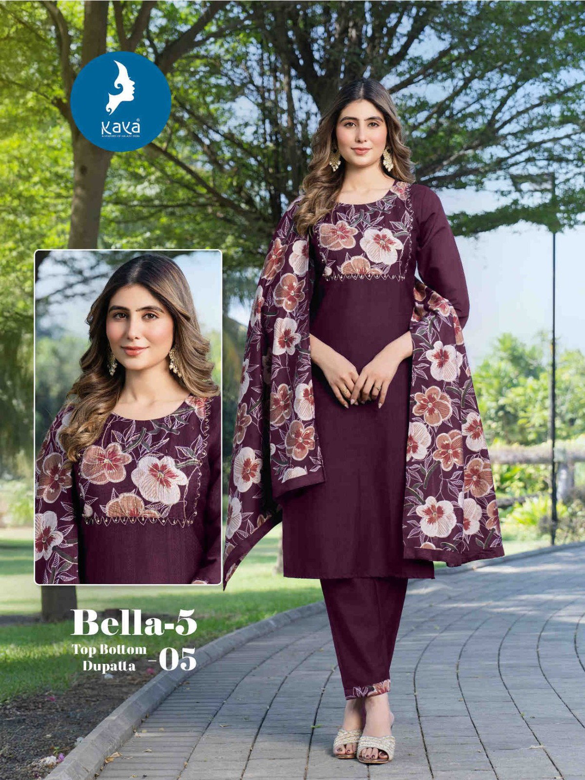 Kaya Bella Vol 5 Vertican Fancy Kurti Pant And Dupatta Collection