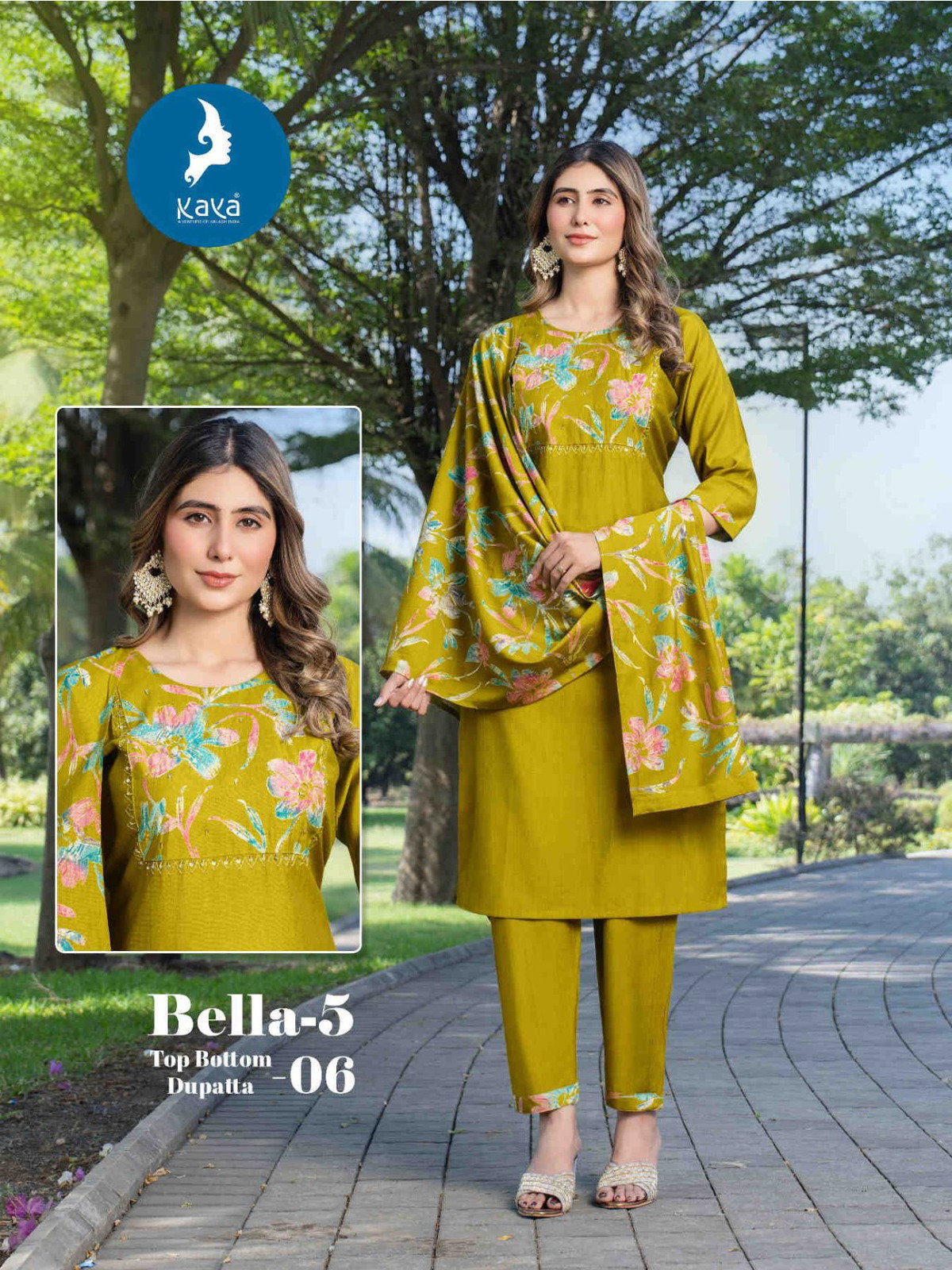 Kaya Bella Vol 5 Vertican Fancy Kurti Pant And Dupatta Collection