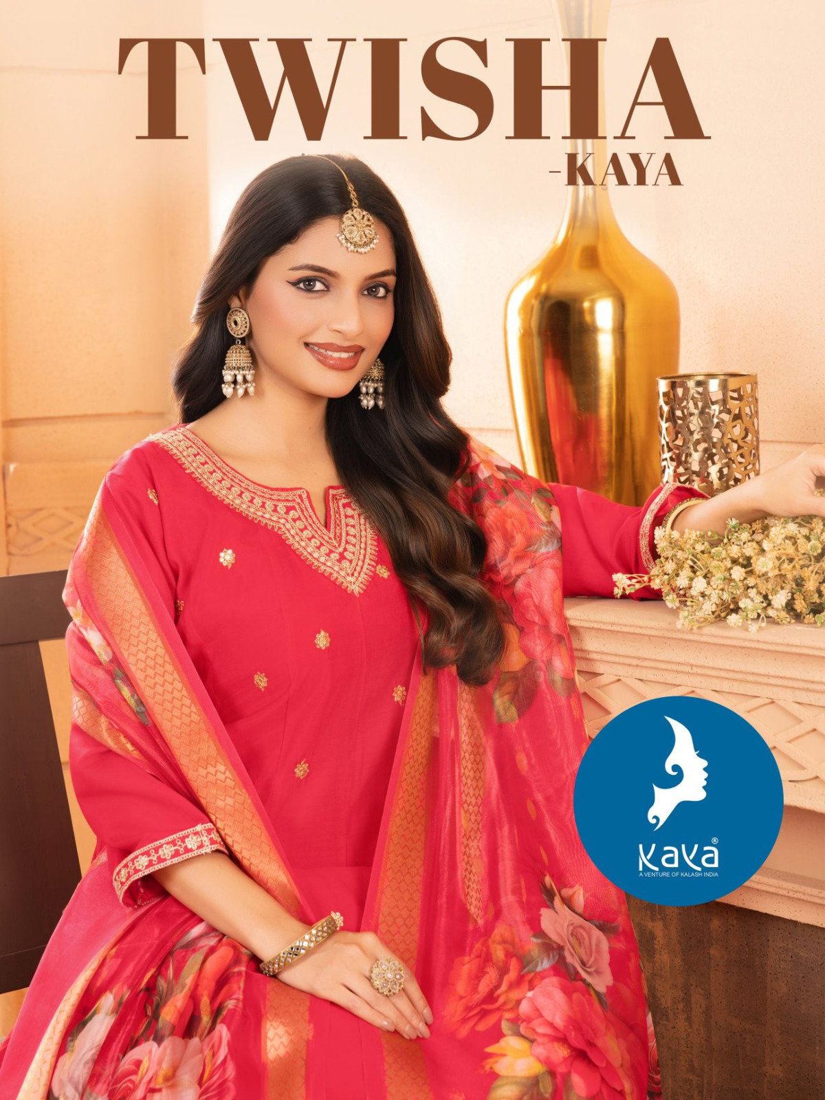 Kaya Twisha Roman Silk Anarkali Kurti Pant And Dupatta Collection