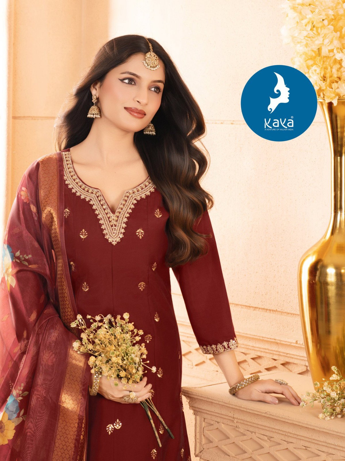 Kaya Twisha Roman Silk Anarkali Kurti Pant And Dupatta Collection