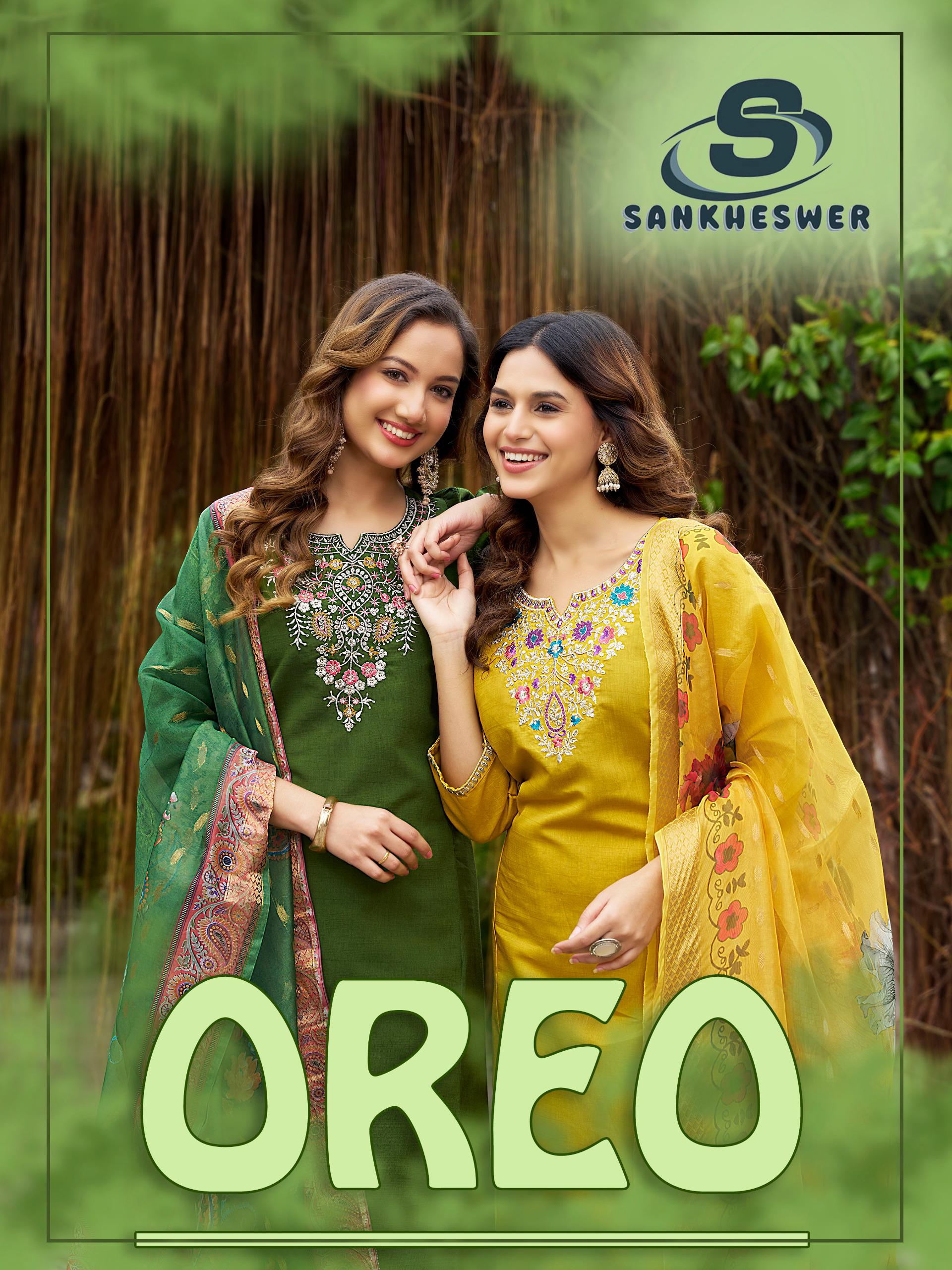 Sankheswer Oreo Vertican Fancy Kurti Pant And Dupatta Collection