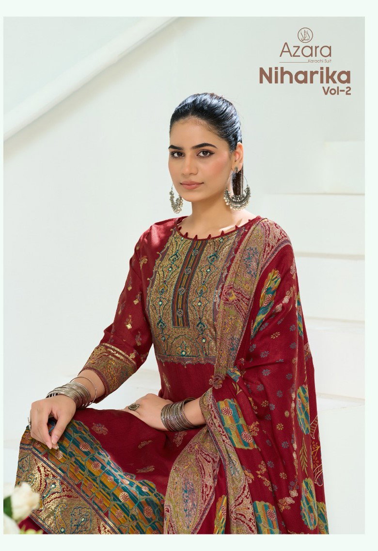 Radhika Azara Niharika Vol 2 Vertican Discharge Foil Printed Dress Material