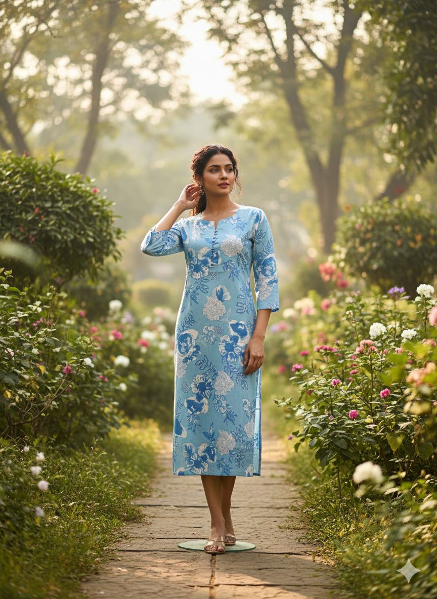 Naisha K 582 Cambric Cotton With Sequence Work Kurti Collection