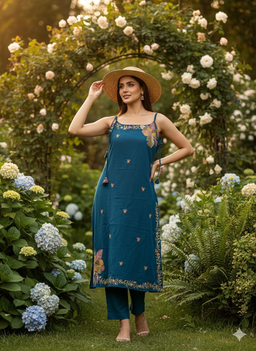 Naisha K 581 Cotton Flex With Embroidery Work Kurti And Pant Collection