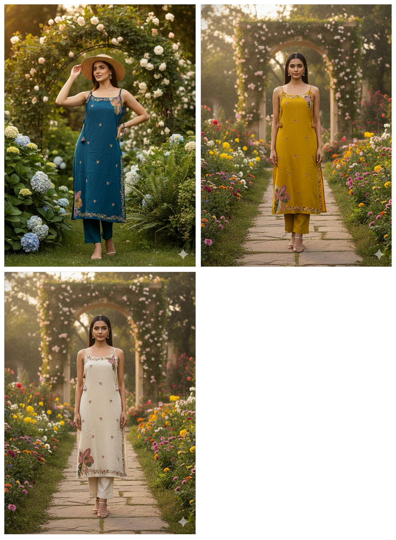 Naisha K 581 Cotton Flex With Embroidery Work Kurti And Pant Collection
