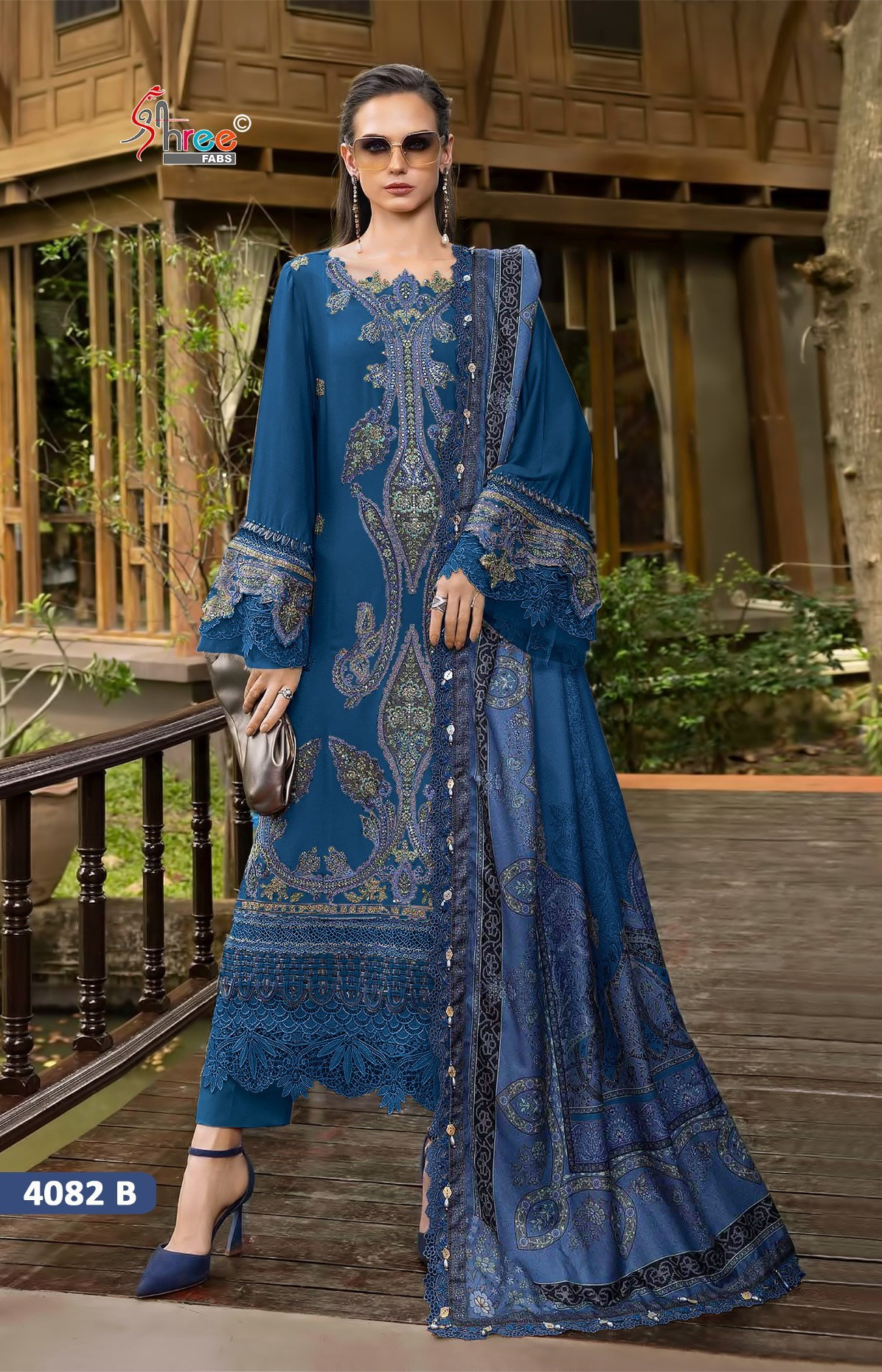 Shree Mariya B 4082 A To D Cotton Dupatta Reyon Pakistani Salwar Kameez