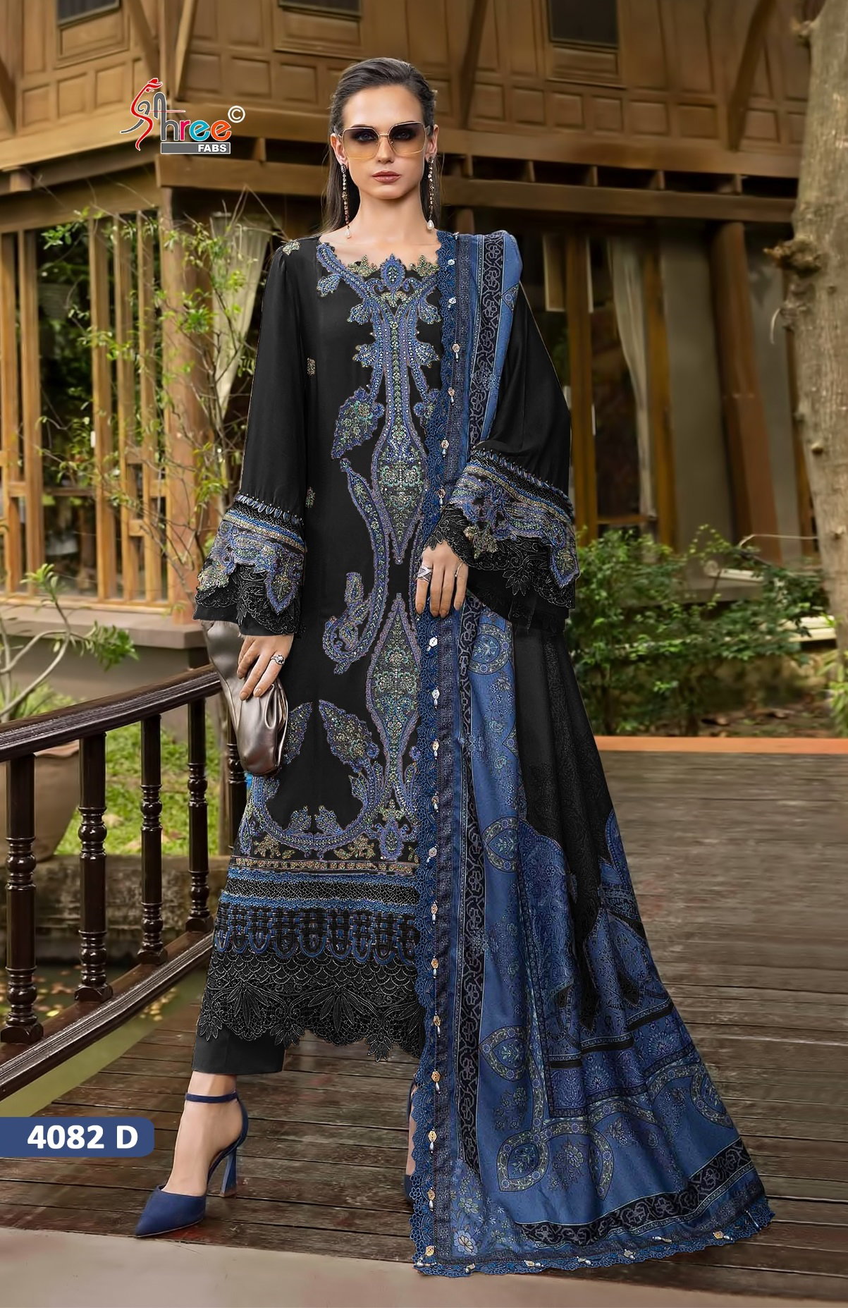 Shree Mariya B 4082 A To D Chiffon Dupatta Reyon Pakistani Salwar Kameez