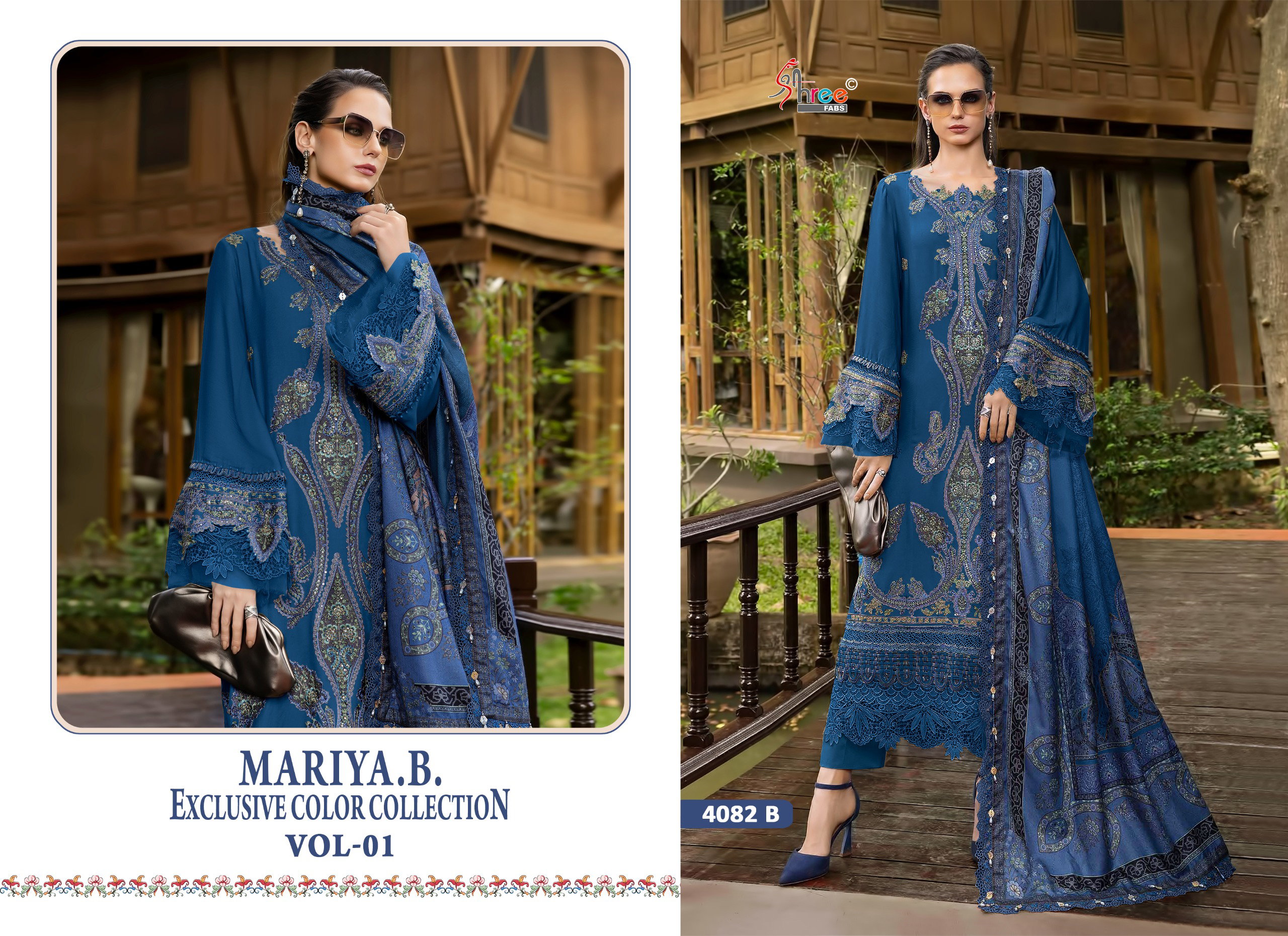Shree Mariya B 4082 A To D Chiffon Dupatta Reyon Pakistani Salwar Kameez