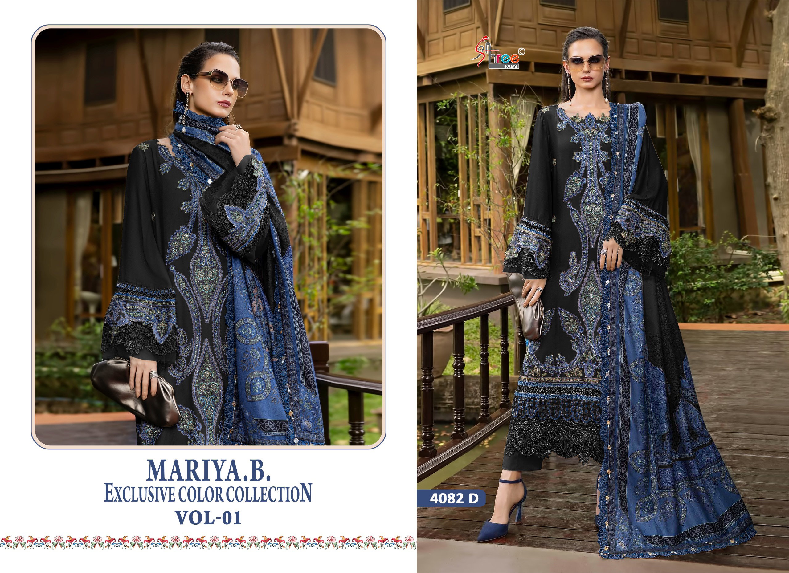 Shree Mariya B 4082 A To D Chiffon Dupatta Reyon Pakistani Salwar Kameez