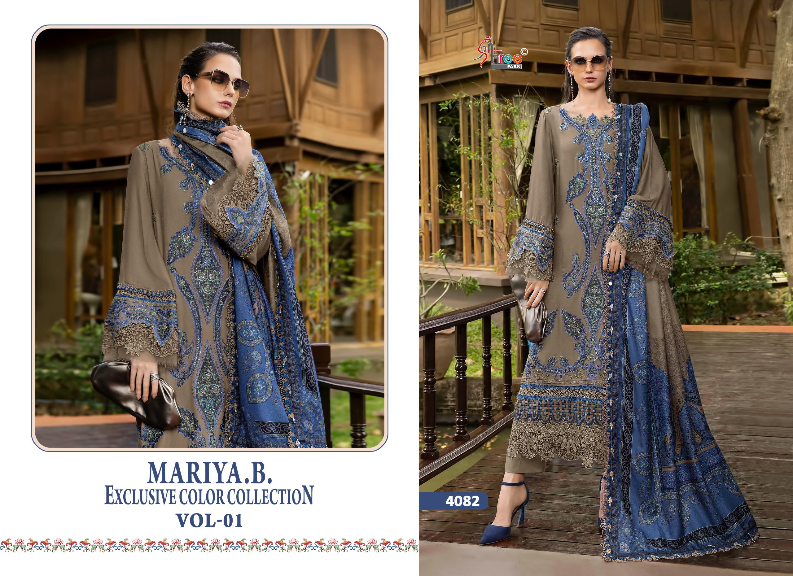 Shree Mariya B 4082 A To D Chiffon Dupatta Reyon Pakistani Salwar Kameez