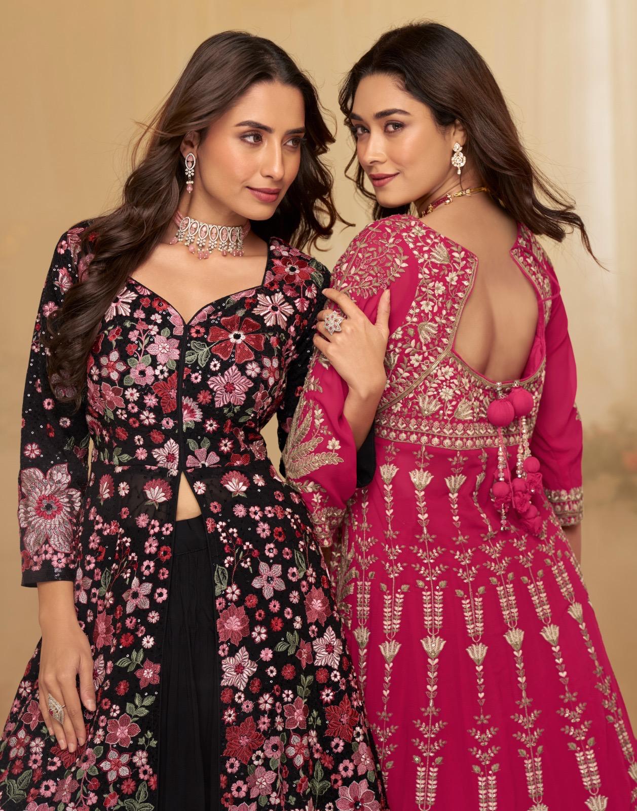 Sayuri Roop Georgette With Embroidery Work Festival Look Top Skirt And Dupatta