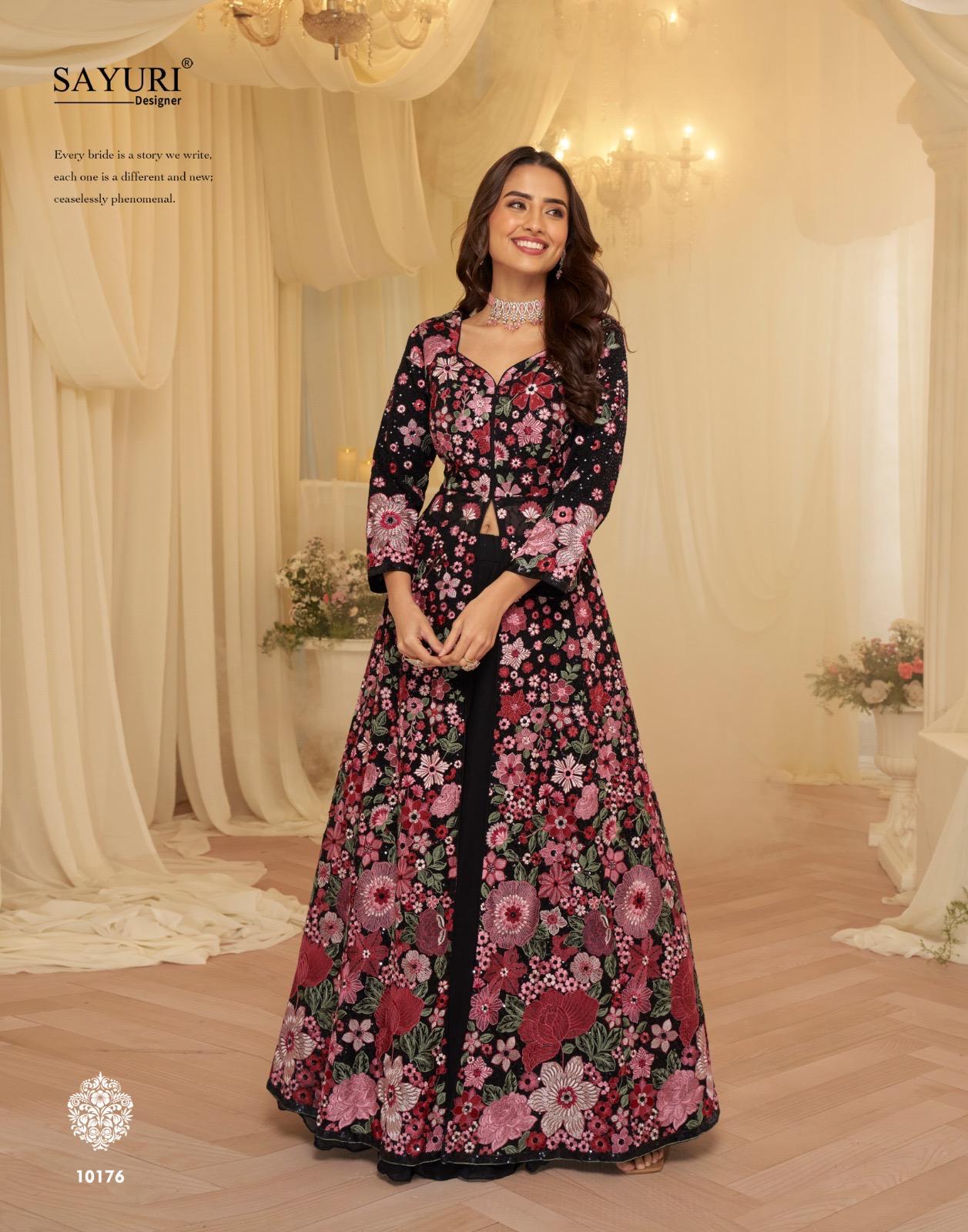 Sayuri Roop Georgette With Embroidery Work Festival Look Top Skirt And Dupatta