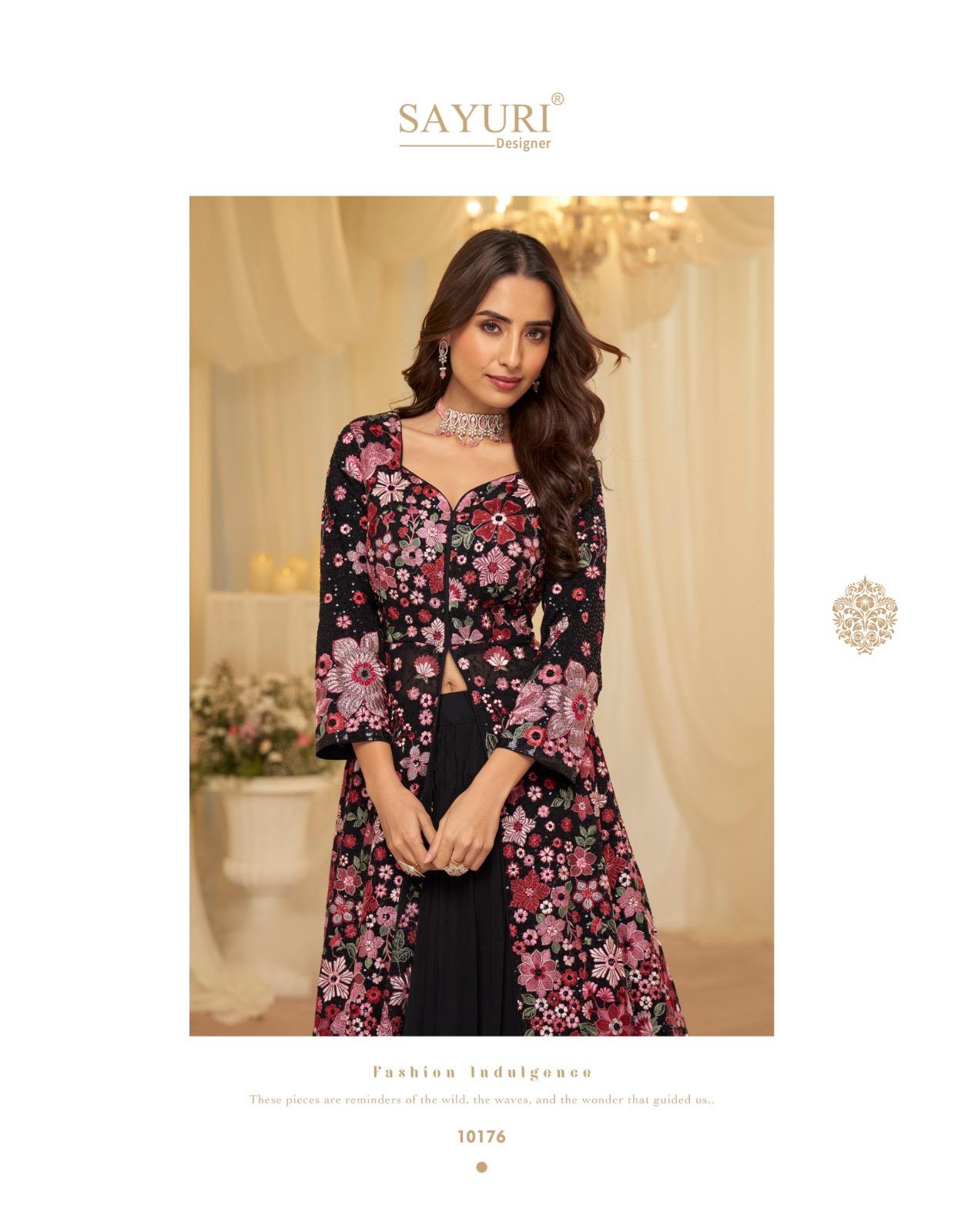 Sayuri Roop Georgette With Embroidery Work Festival Look Top Skirt And Dupatta
