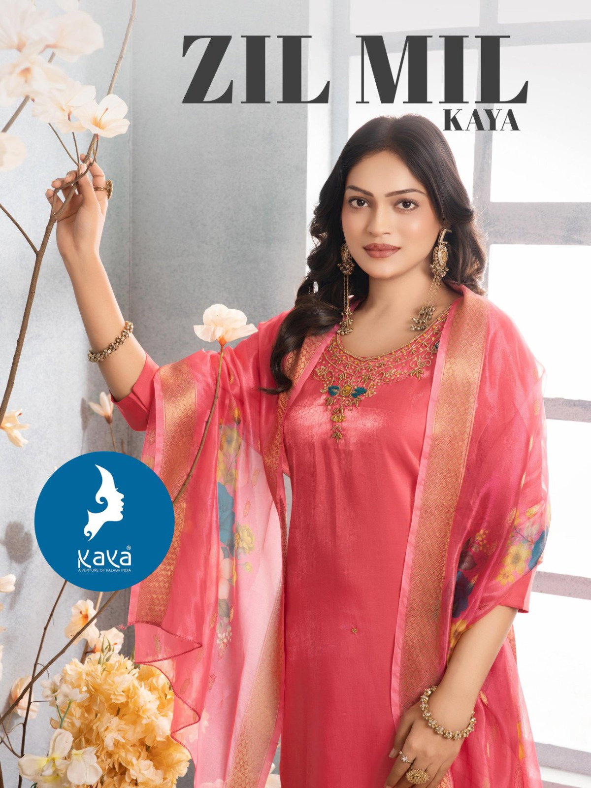 Kaya Zil Mil Roman Glass Fancy Kurti Pant And Dupatta Collection