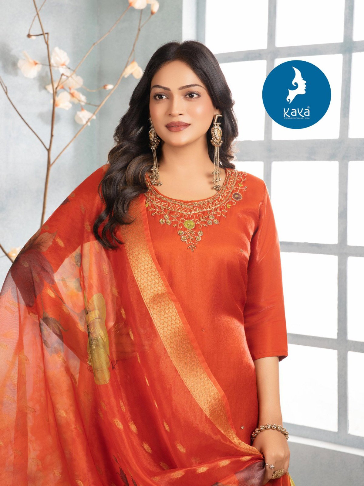 Kaya Zil Mil Roman Glass Fancy Kurti Pant And Dupatta Collection