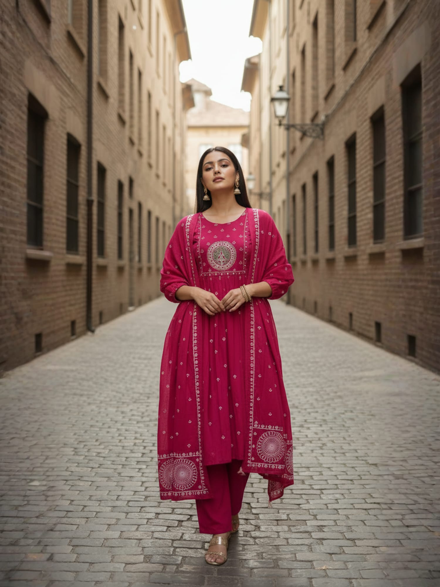 Navya Kurti 200 Party Wear Embroidery Worked Rayon Kurti with Pant and Dupatta Set