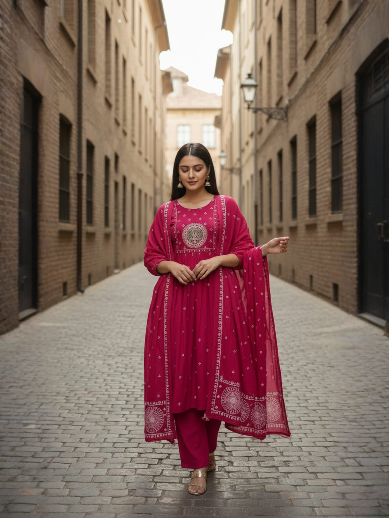 Navya Kurti 200 Party Wear Embroidery Worked Rayon Kurti with Pant and Dupatta Set