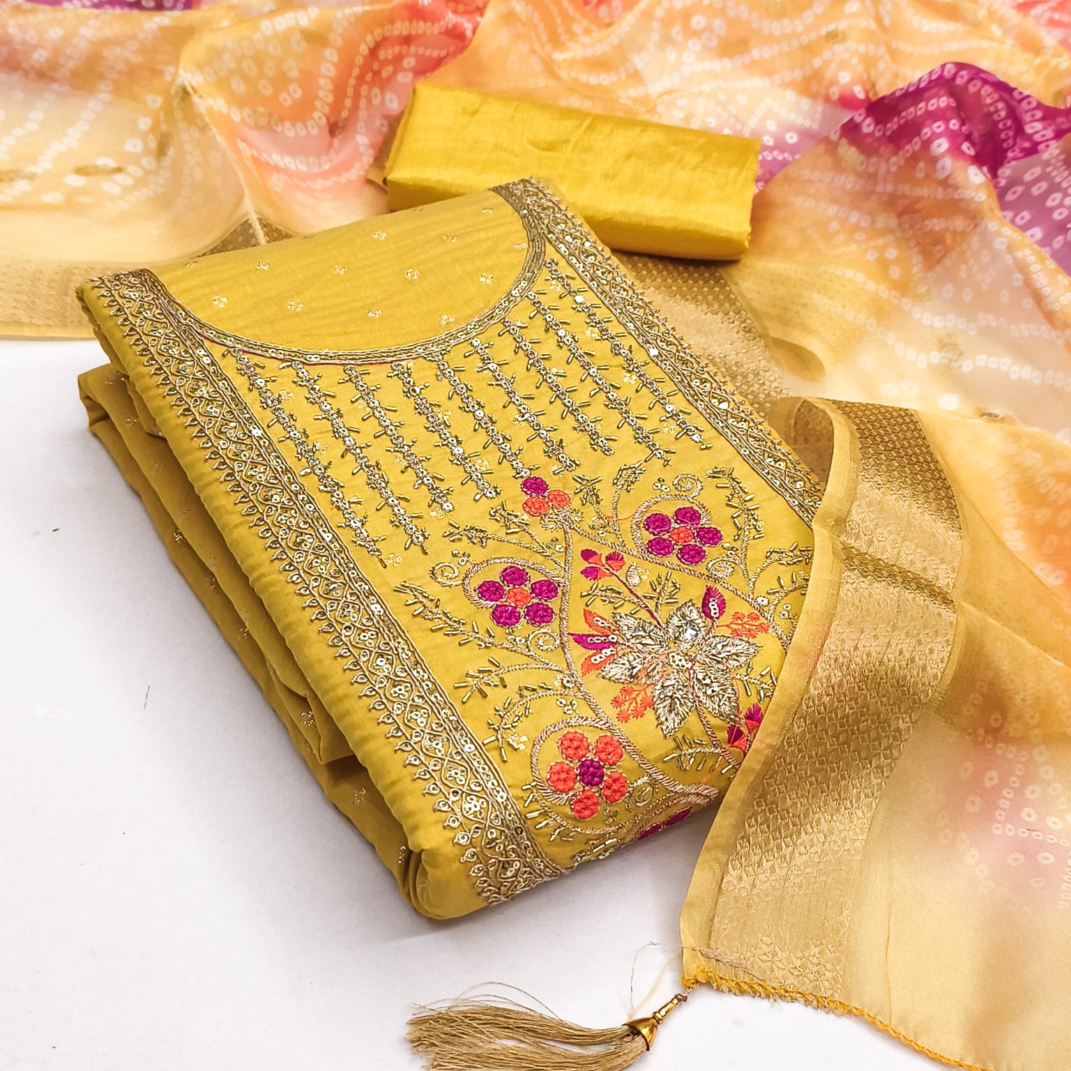 Designer Rakhi Modal Rajvadi Booti Fancy Beats Dress Material Collection 