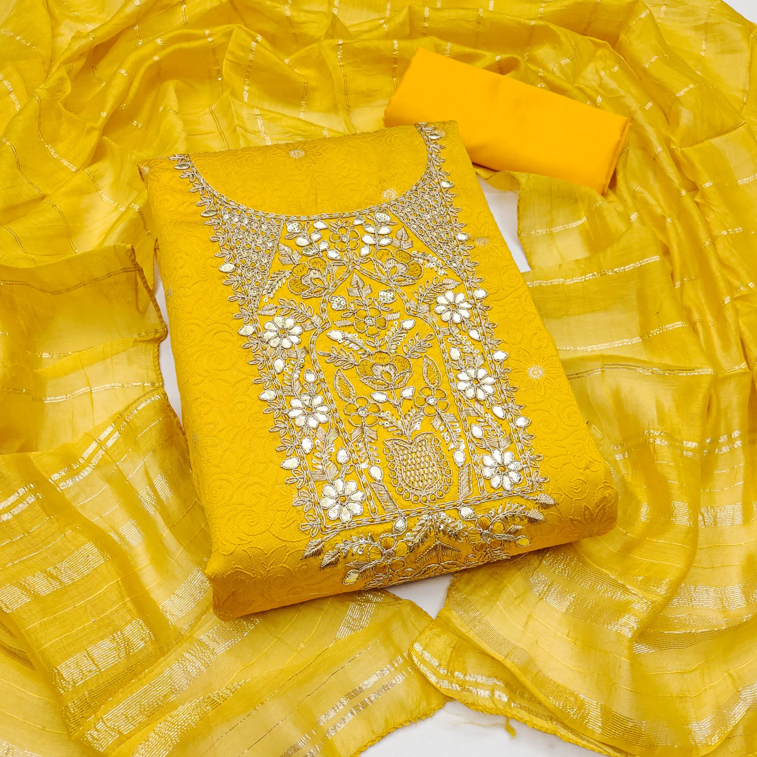 Designer Jiana Simmer Silk Zakard Kodding Squance Work Dress Material Collection 