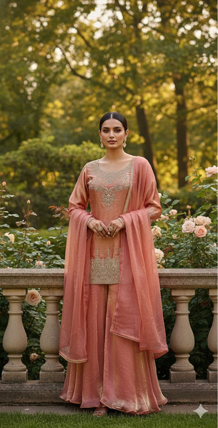 Naisha K 587 Fandy With Embroidery Work Top Plazzo And Dupatta Collection