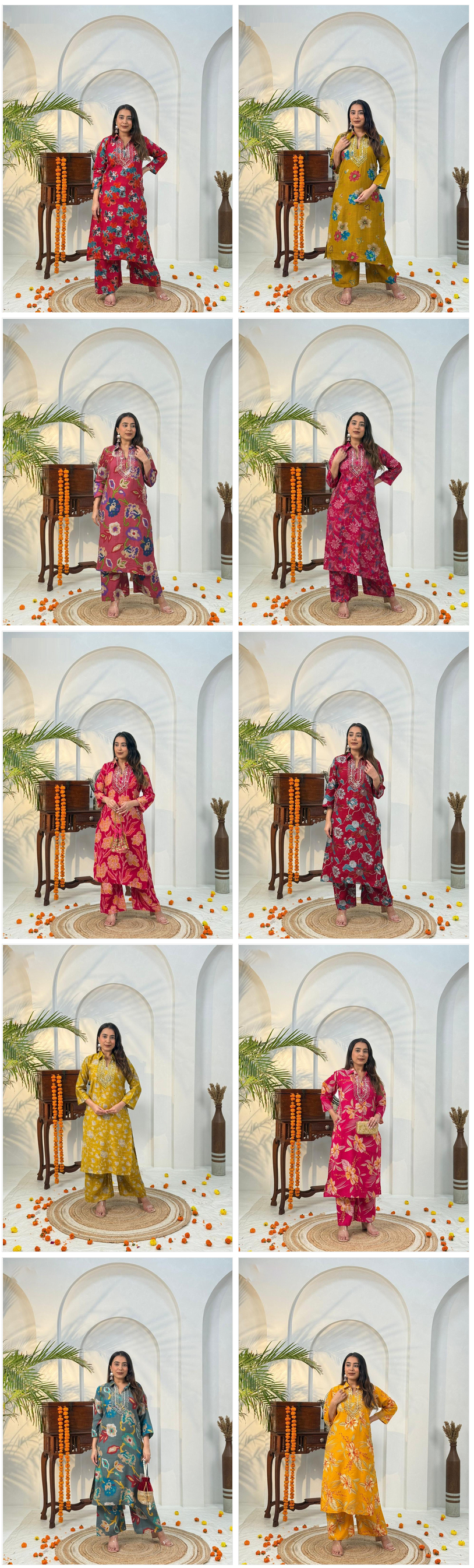 Naisha K 584 Berlin Discharge Print With Work Co Ord Set Collection