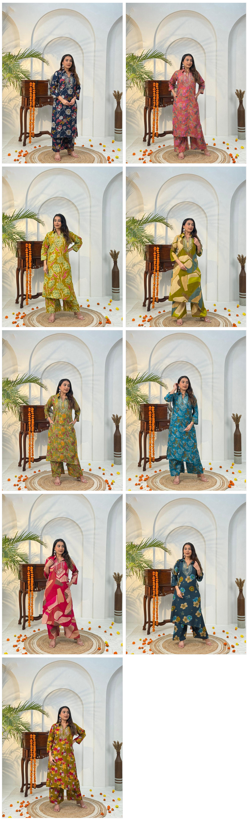 Naisha K 584 Berlin Discharge Print With Work Co Ord Set Collection