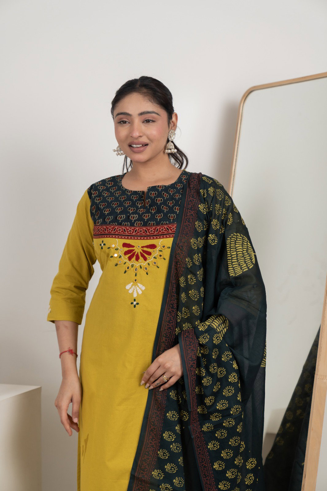 Naisha K 583 Dhabhu Cotton Stylish Wear Top Bottom And Dupatta Collection