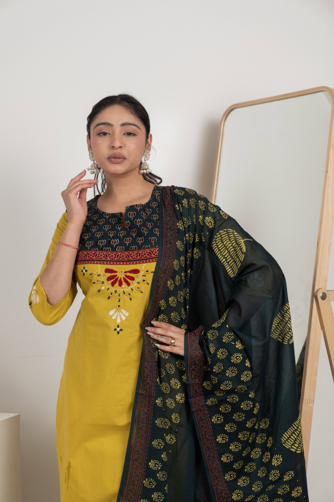 Naisha K 583 Dhabhu Cotton Stylish Wear Top Bottom And Dupatta Collection