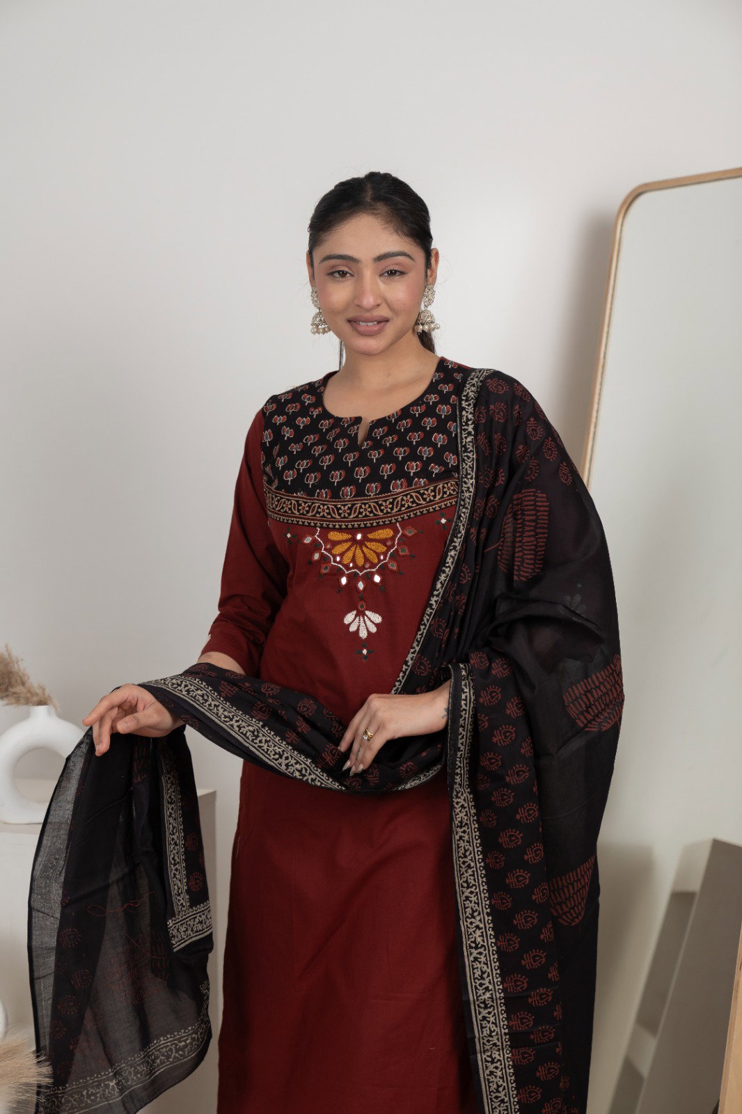 Naisha K 583 Dhabhu Cotton Stylish Wear Top Bottom And Dupatta Collection