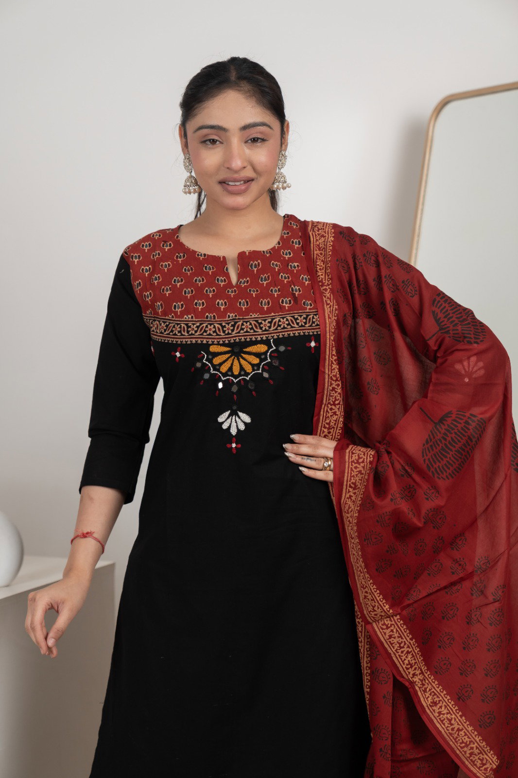 Naisha K 583 Dhabhu Cotton Stylish Wear Top Bottom And Dupatta Collection