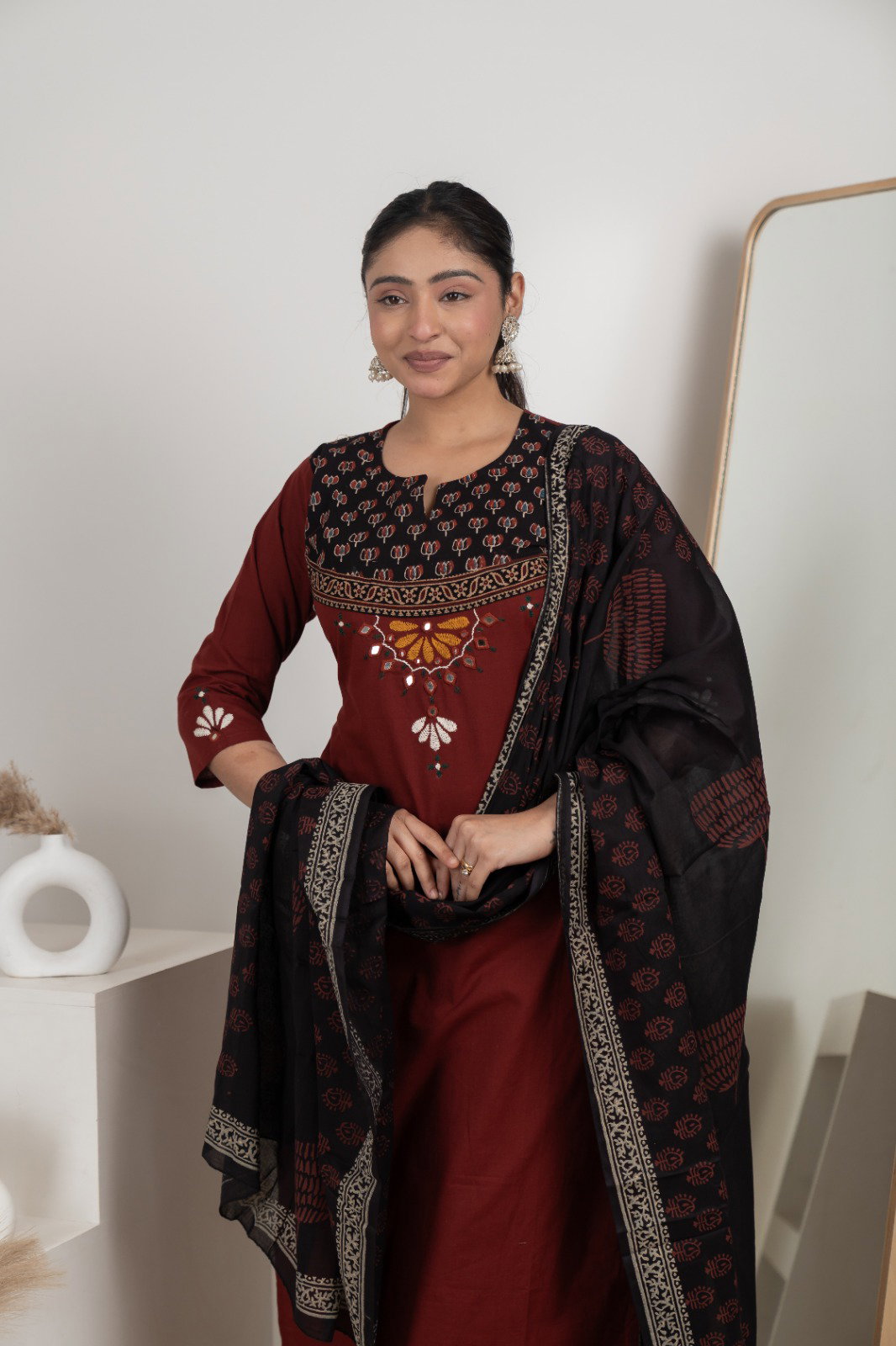 Naisha K 583 Dhabhu Cotton Stylish Wear Top Bottom And Dupatta Collection