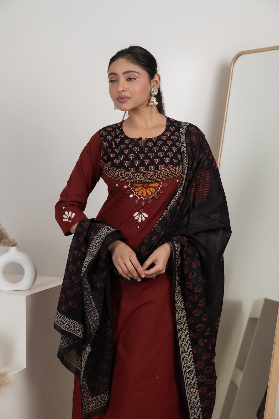 Naisha K 583 Dhabhu Cotton Stylish Wear Top Bottom And Dupatta Collection