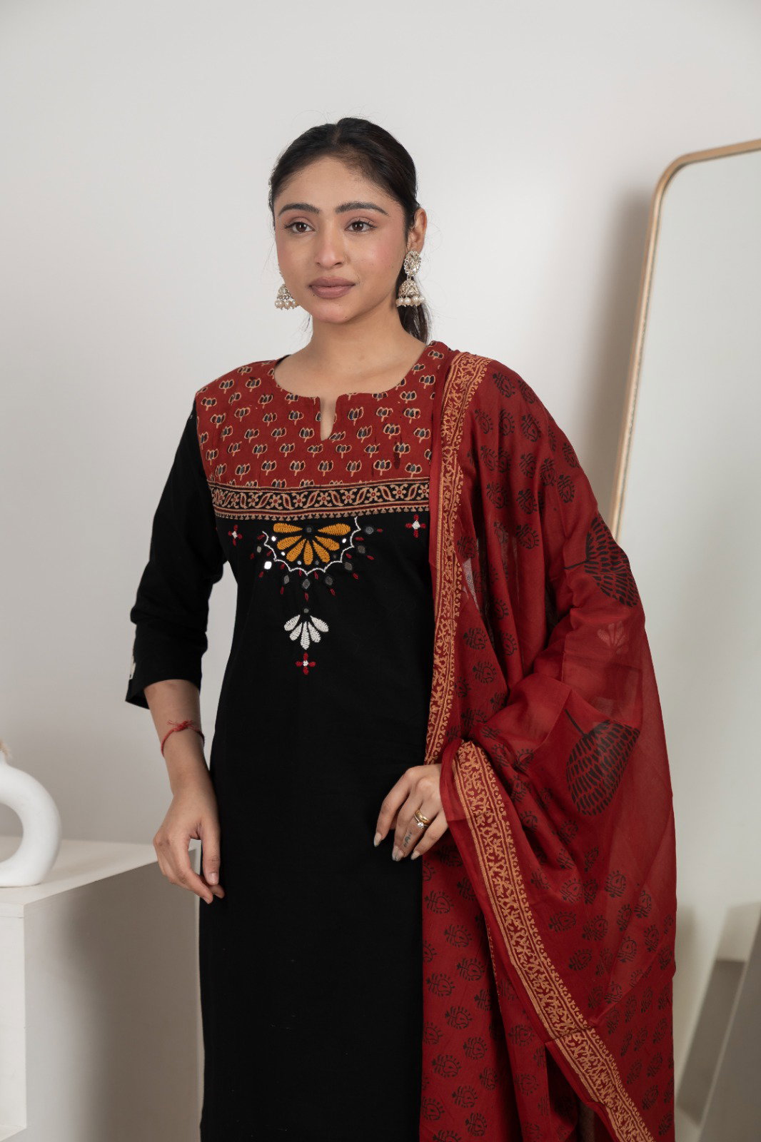 Naisha K 583 Dhabhu Cotton Stylish Wear Top Bottom And Dupatta Collection
