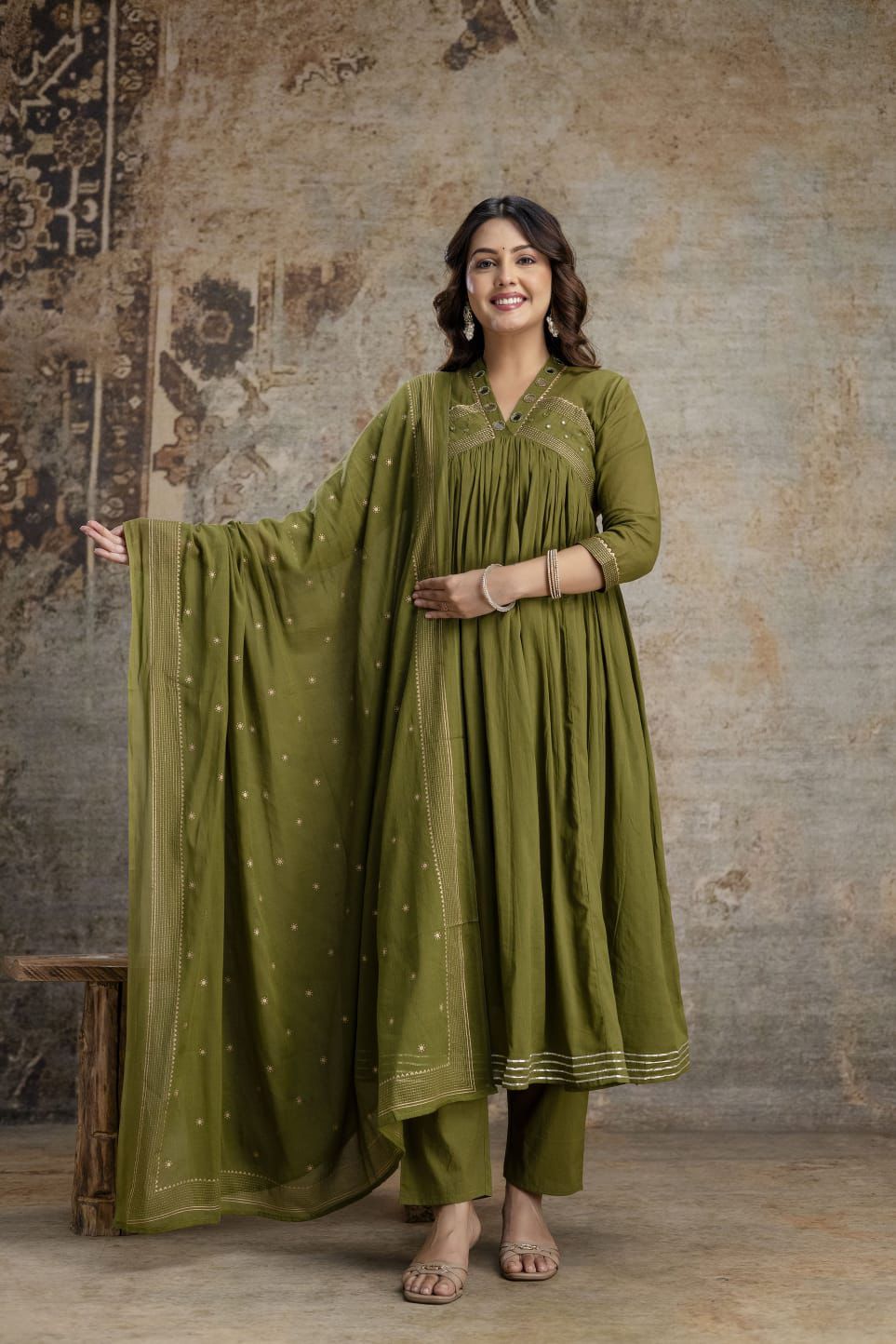 Naisha K 589 Mul Cotton With Work Kurti Pant And Dupatta Collection