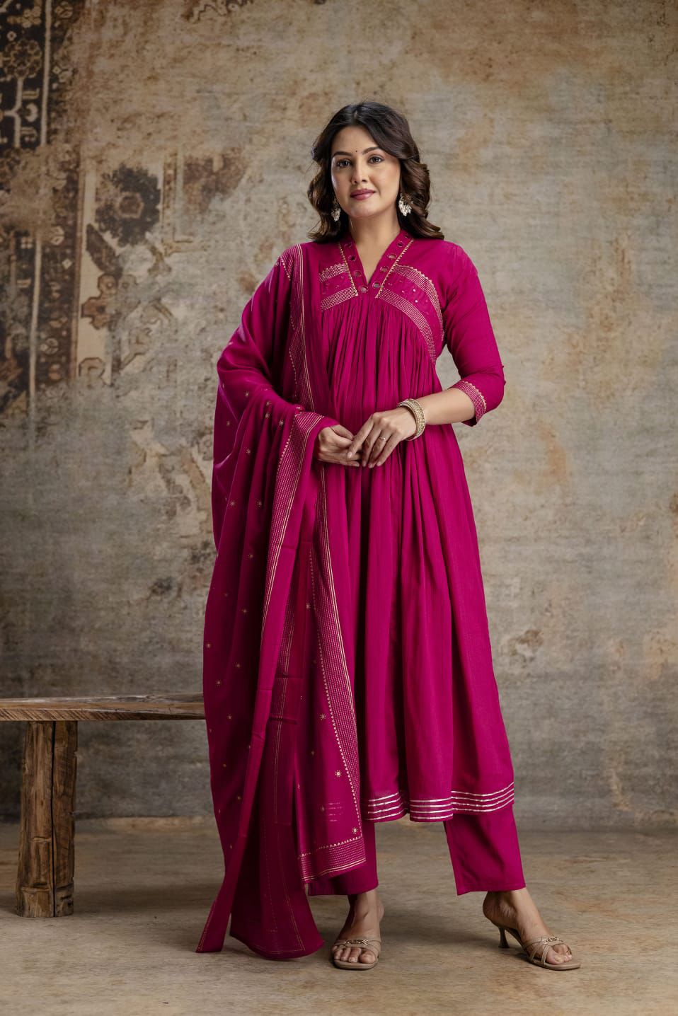 Naisha K 589 Mul Cotton With Work Kurti Pant And Dupatta Collection