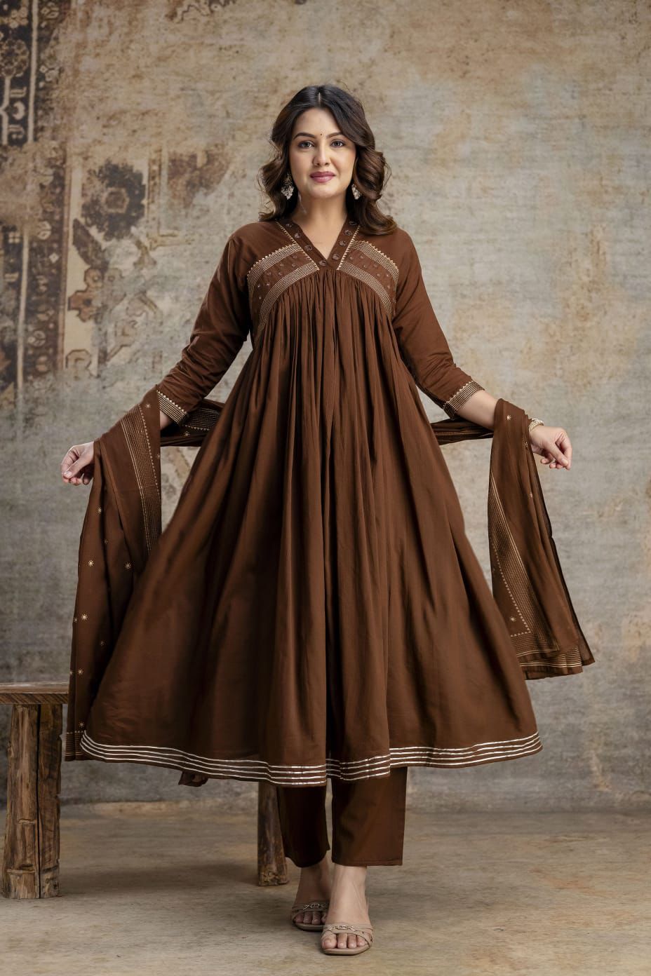 Naisha K 589 Mul Cotton With Work Kurti Pant And Dupatta Collection