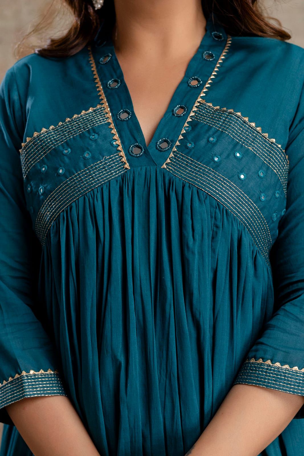 Naisha K 589 Mul Cotton With Work Kurti Pant And Dupatta Collection