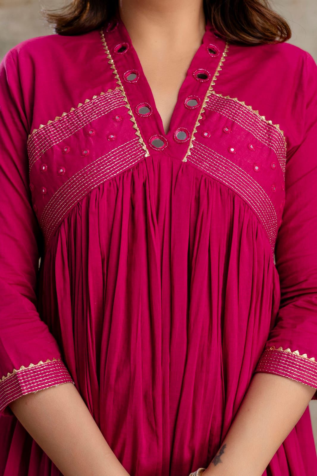 Naisha K 589 Mul Cotton With Work Kurti Pant And Dupatta Collection