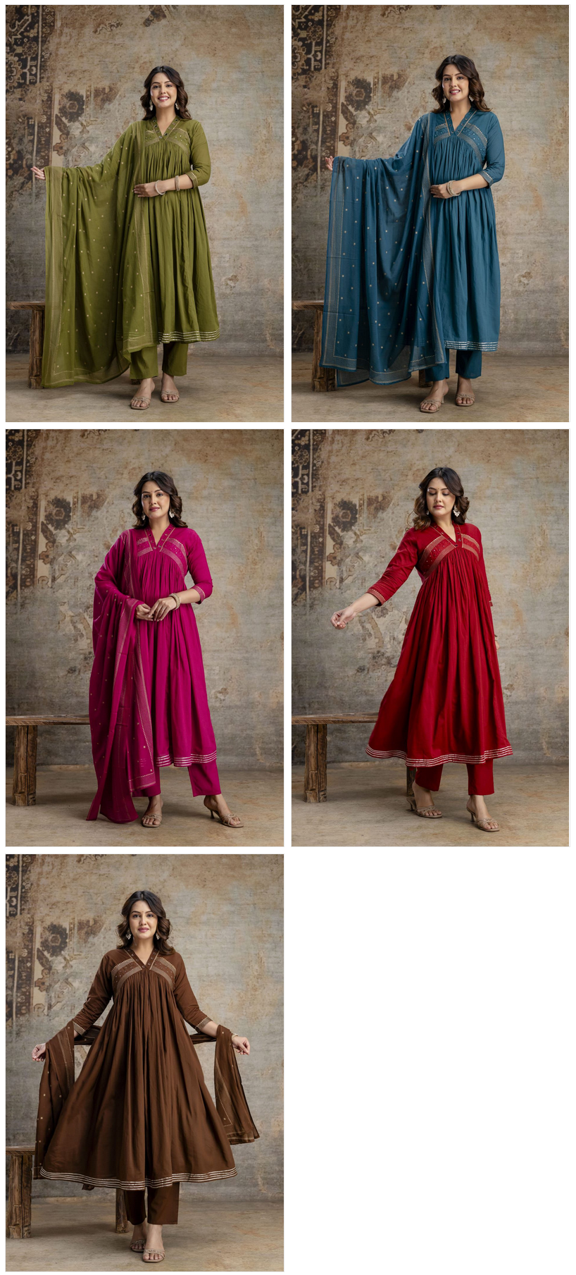 Naisha K 589 Mul Cotton With Work Kurti Pant And Dupatta Collection