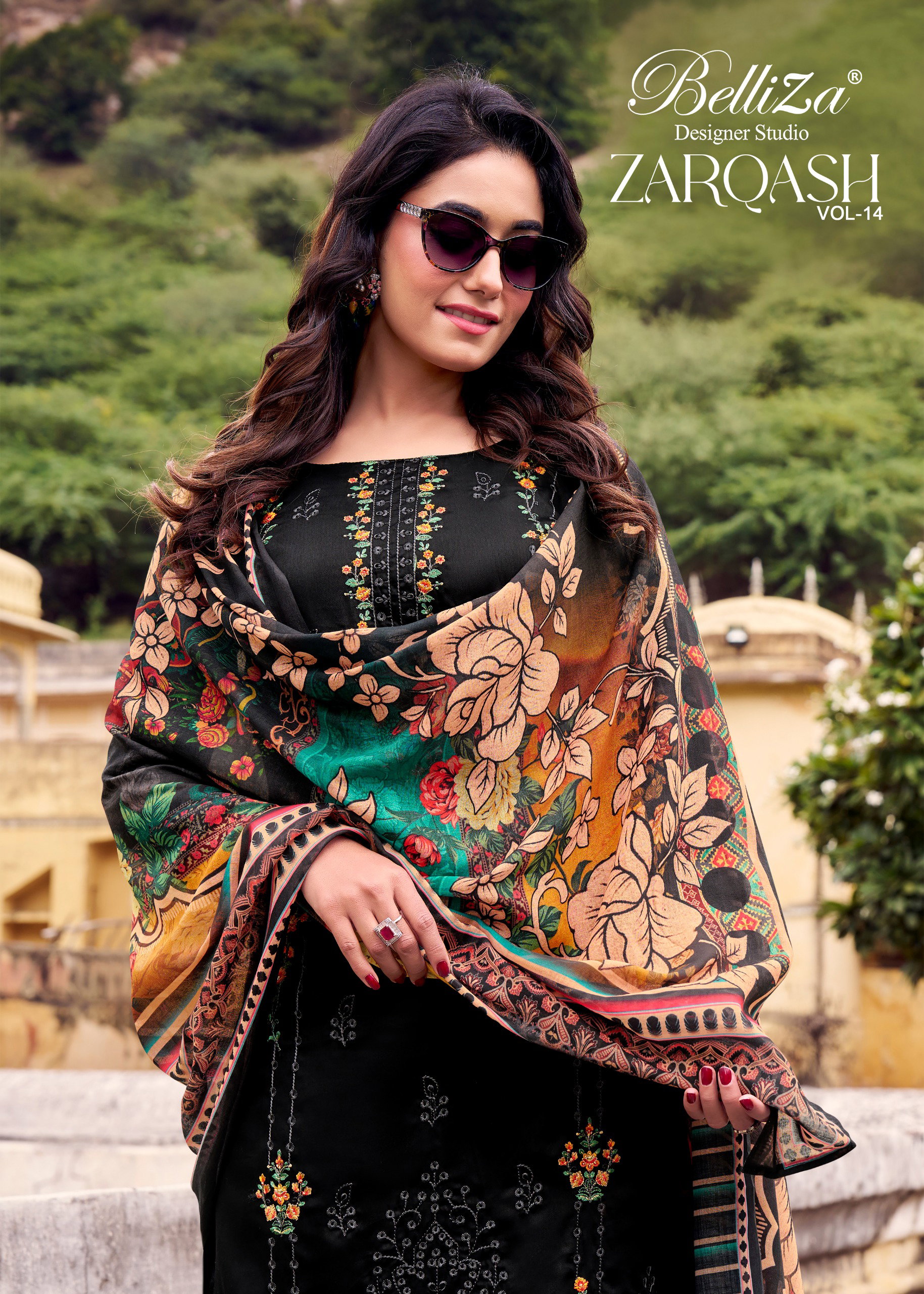 Belliza Zarqash Vol 14 Jam Cotton With Embroidery Work Dress Material