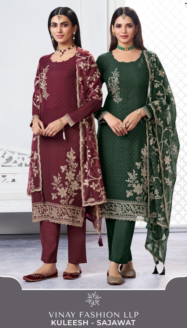 Vinay Kuleesh Sajawat Chiffon With Thread Embroidery Salwar Kameez