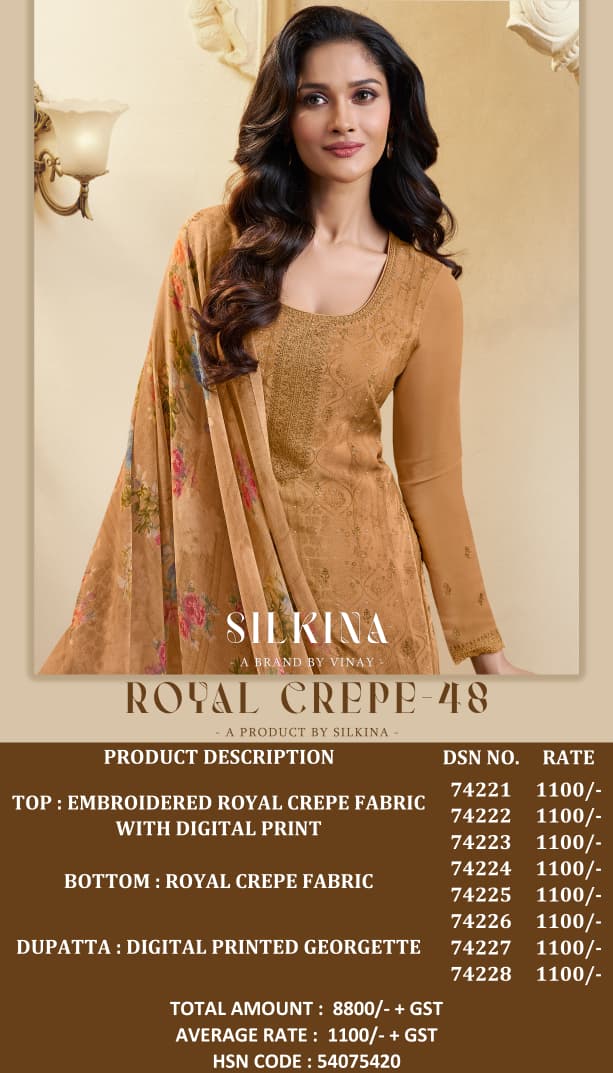 Vinay Kuleesh Silkina Royal Crepe 48 Crepe Digital Printed Designer Salwar Kameez
