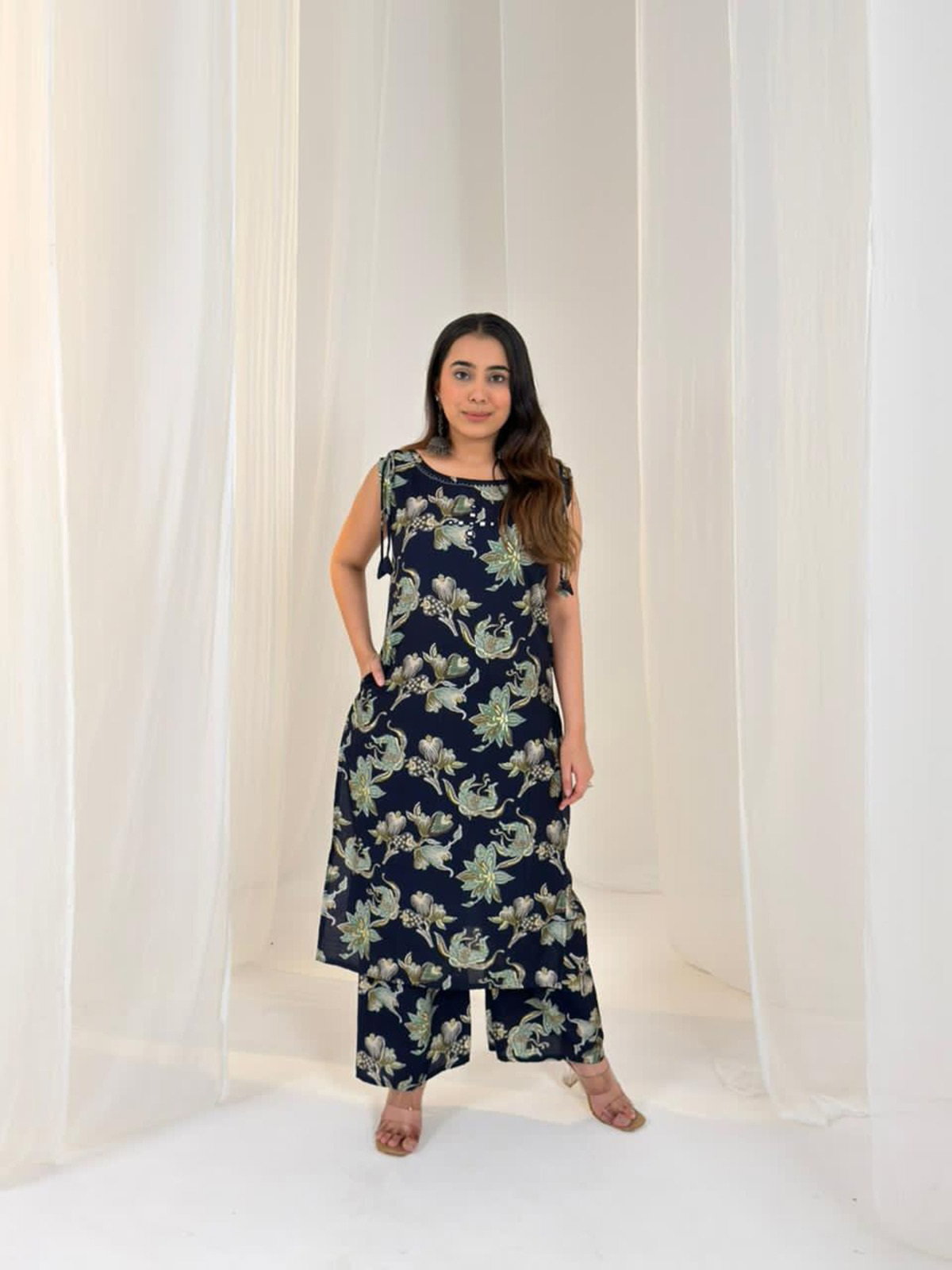 Naisha K 590 Vetican Discharge Print With Manual Work Kurti With Bottom Collection