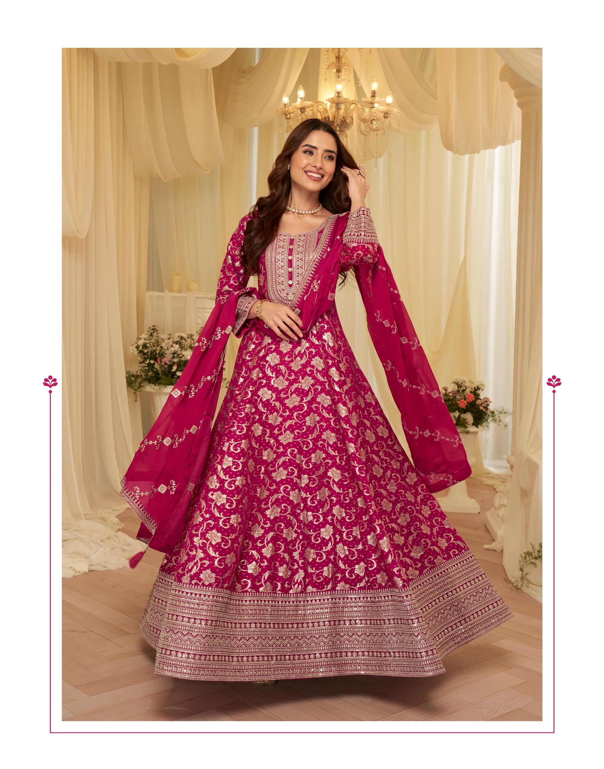Sayuri Aaradhana Viscose Jacquard Silk With Embroidered Gown And Dupatta