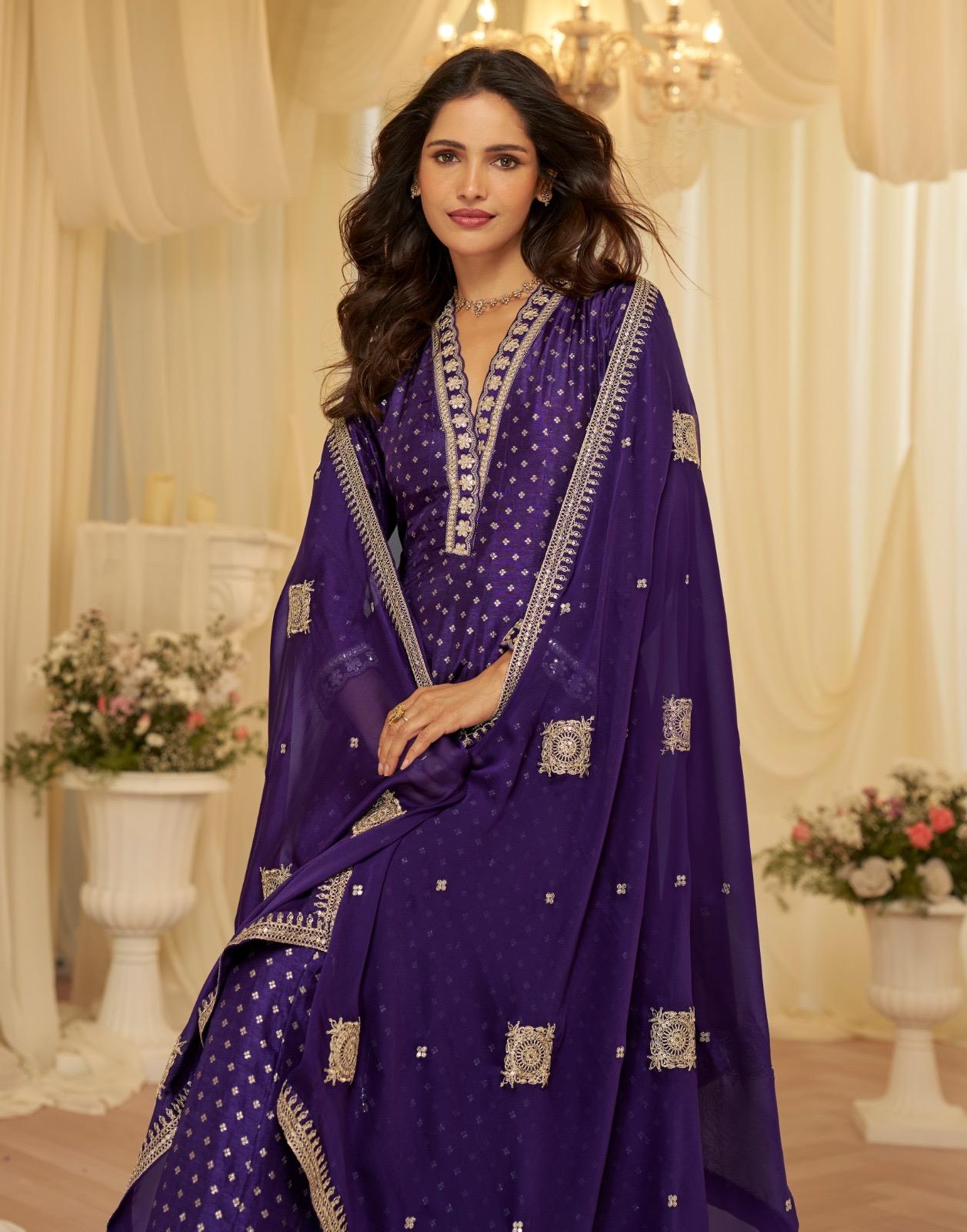 Sayuri Aaradhana Viscose Jacquard Silk With Embroidered Gown And Dupatta