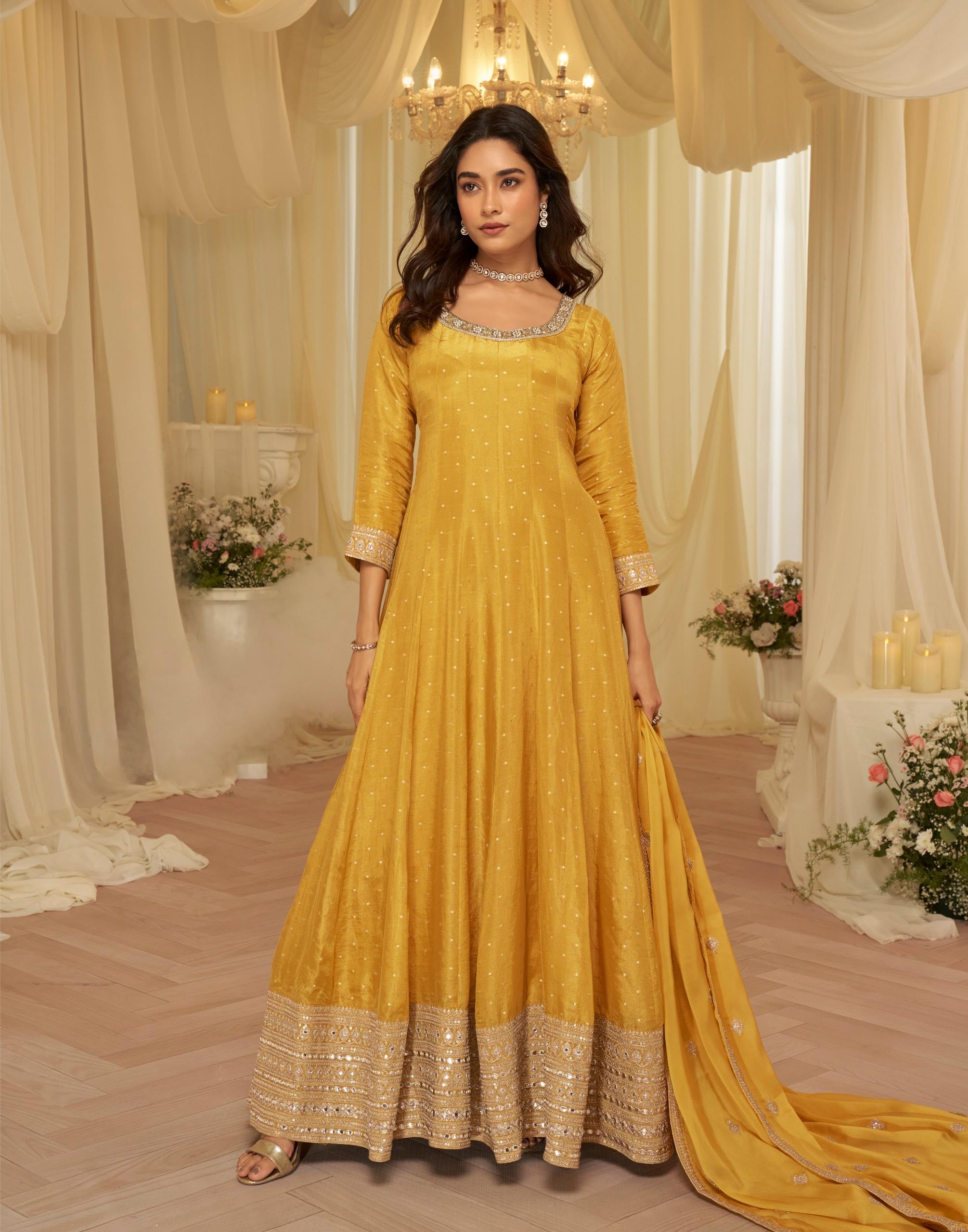 Sayuri Aaradhana Viscose Jacquard Silk With Embroidered Gown And Dupatta
