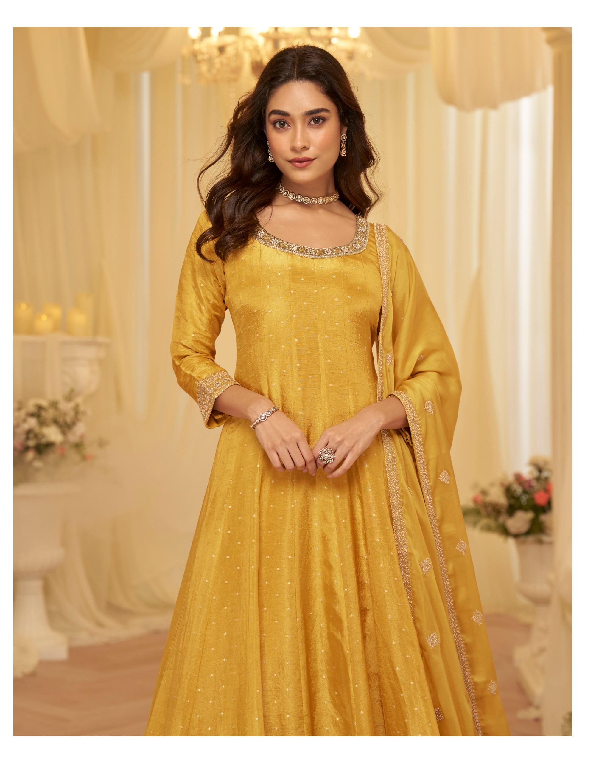 Sayuri Aaradhana Viscose Jacquard Silk With Embroidered Gown And Dupatta