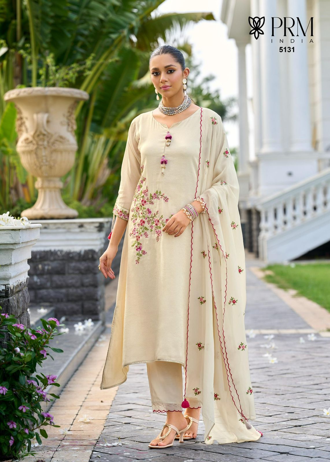 Prm Saheli Russain Silk Jacquard With Embroidery Kurti Pant And Dupatta